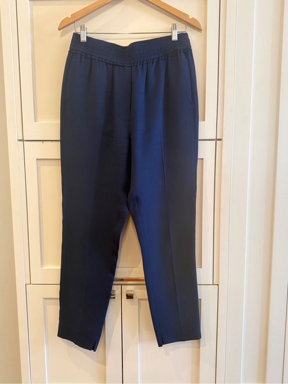 3.1 Phillip Lim Womens's Navy Silk Elastic-Waist Dress Trousers